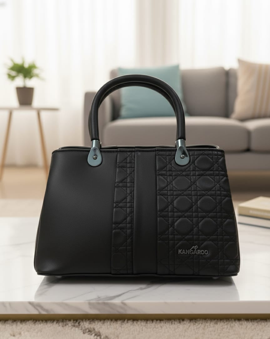 Elegant Black Leather Handbag by Kangaroo