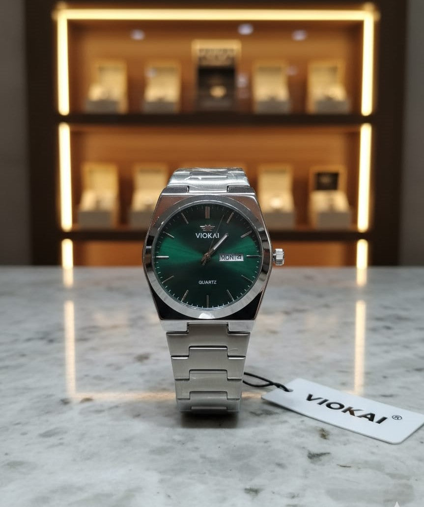 Viokai Classic Stainless Steel Quartz Watch for Men – Silver Dial