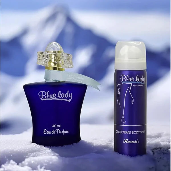 Imported Rasasi Blue Lady Perfume Set – With Free Body Spray for Women