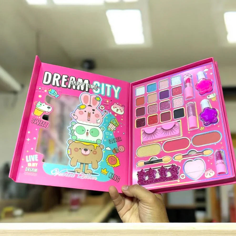 Dream City 25-in-1 Kids Makeup Set – All-in-One Beauty Book for Creative Play & Fun Makeover