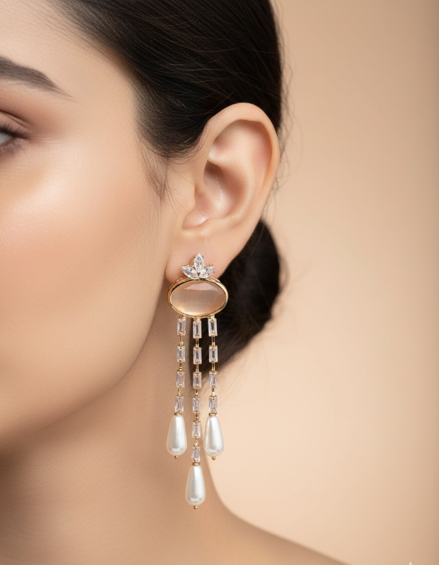 Elegant Premium Air Ring Earrings for Women – Luxury Party & Wedding Jewelry