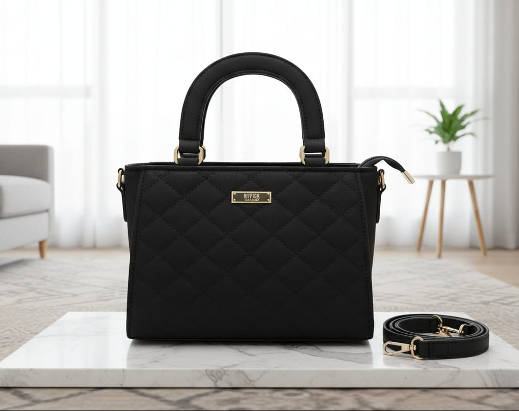 Chic Quilted Black Handbag by River Island – Effortless Luxury