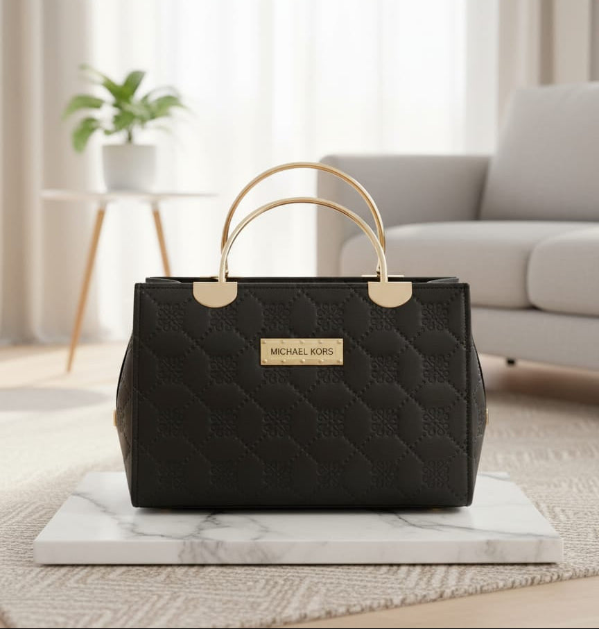 Classic Black Michael Kors Handbag with Gold Accents