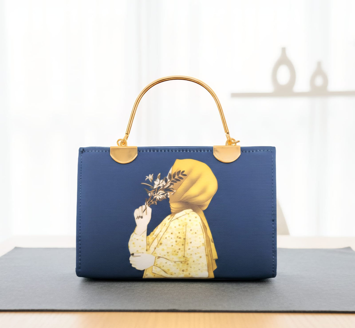 Chic Fashion Handbag with Artistic Illustration