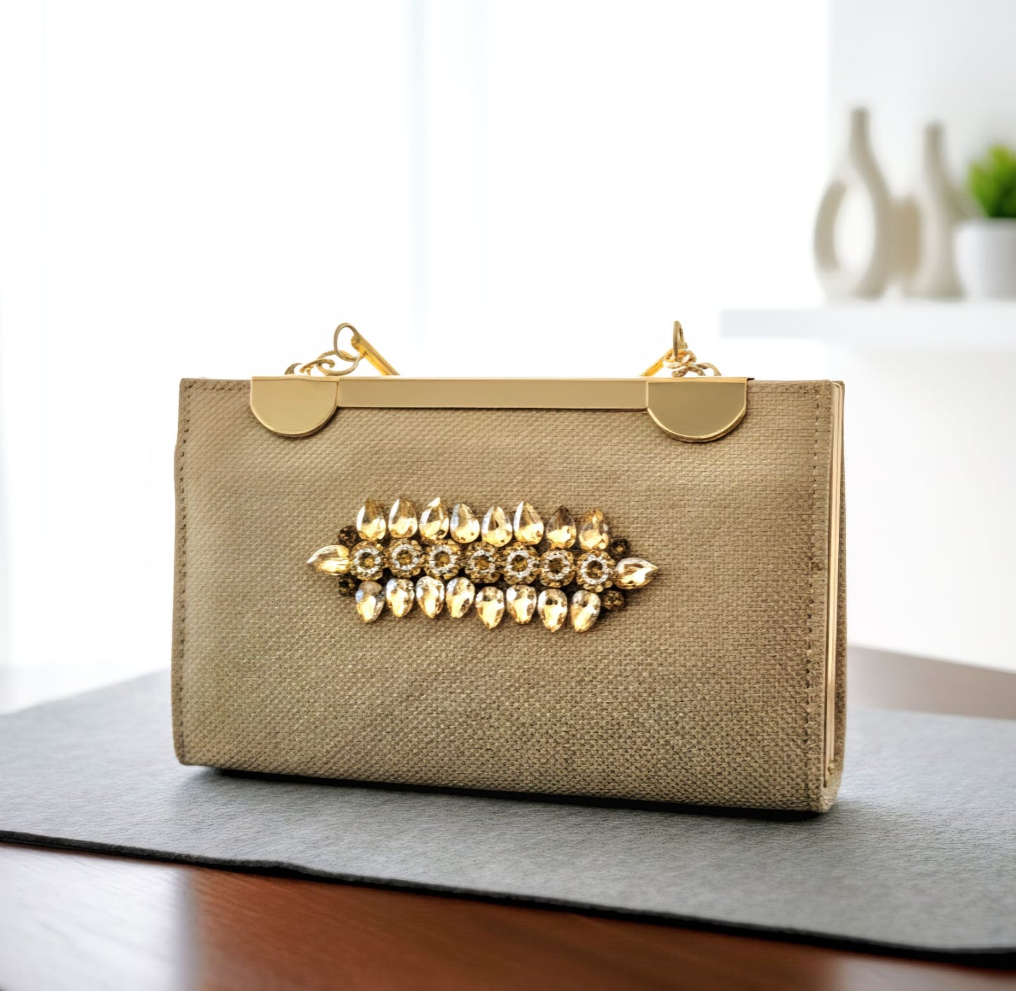 Stylish Black and Gold Decorative Handbag
