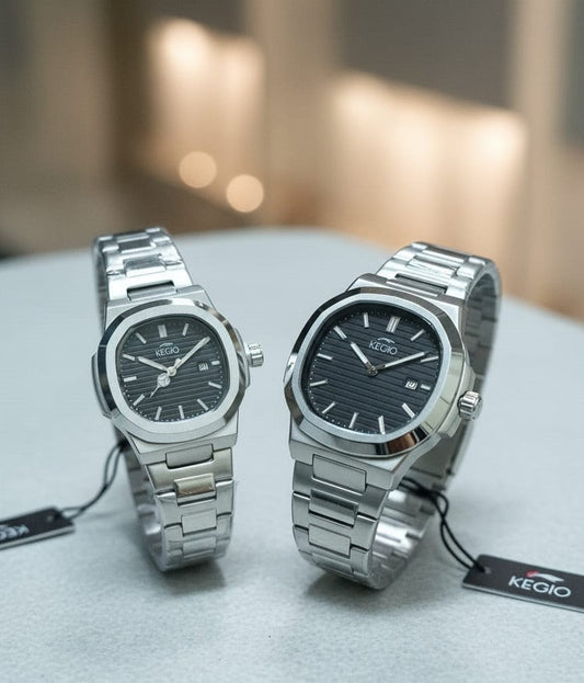 KEGIO Premium Couple Timepieces – Elegant Stainless Steel Watches for Men & Women
