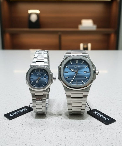 KEGIO Premium Couple Timepieces – Elegant Stainless Steel Watches for Men & Women
