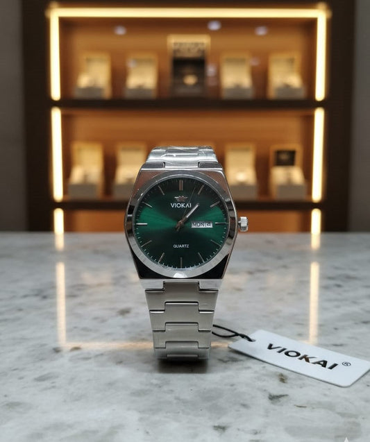 Viokai Classic Stainless Steel Quartz Watch for Men – Silver Dial