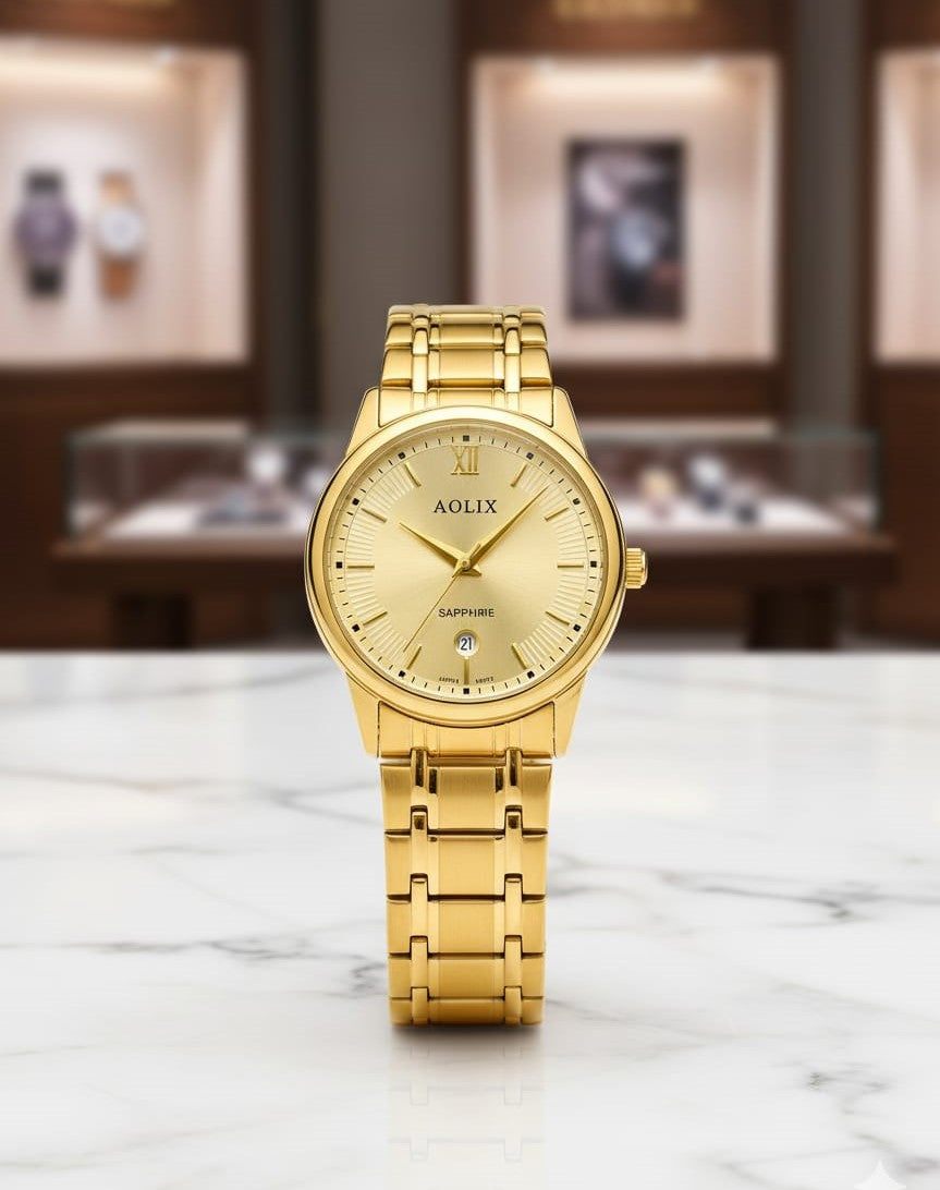 AOLIX Elegant Silver Case Wristwatch – Timeless Sophistication