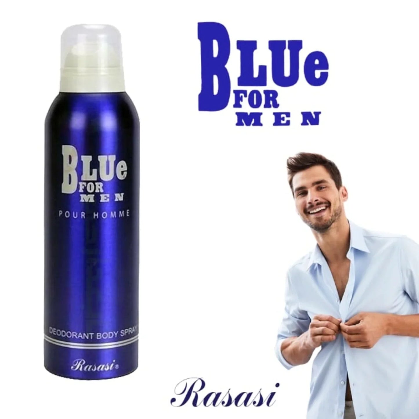 Imported Rasasi Blue Pour Homme Body Spray 200ml – Long-Lasting Deodorant for Men