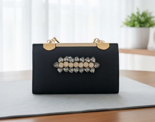 Stylish Black and Gold Decorative Handbag