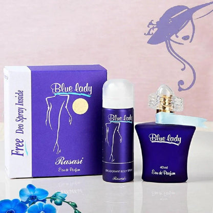 Imported Rasasi Blue Lady Perfume Set – With Free Body Spray for Women