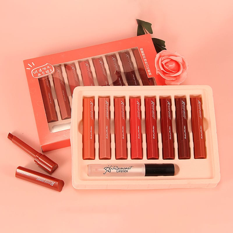 Heng Fang 8-Color Heart-Shaped Moisturizing Lipstick Set – Long-Lasting, Soft Matte & Hydrating Lip Colors