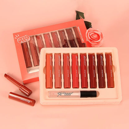 Heng Fang 8-Color Heart-Shaped Moisturizing Lipstick Set – Long-Lasting, Soft Matte & Hydrating Lip Colors