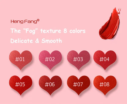 Heng Fang 8-Color Heart-Shaped Moisturizing Lipstick Set – Long-Lasting, Soft Matte & Hydrating Lip Colors