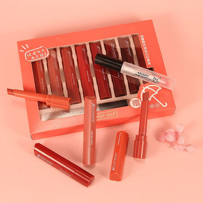 Heng Fang 8-Color Heart-Shaped Moisturizing Lipstick Set – Long-Lasting, Soft Matte & Hydrating Lip Colors