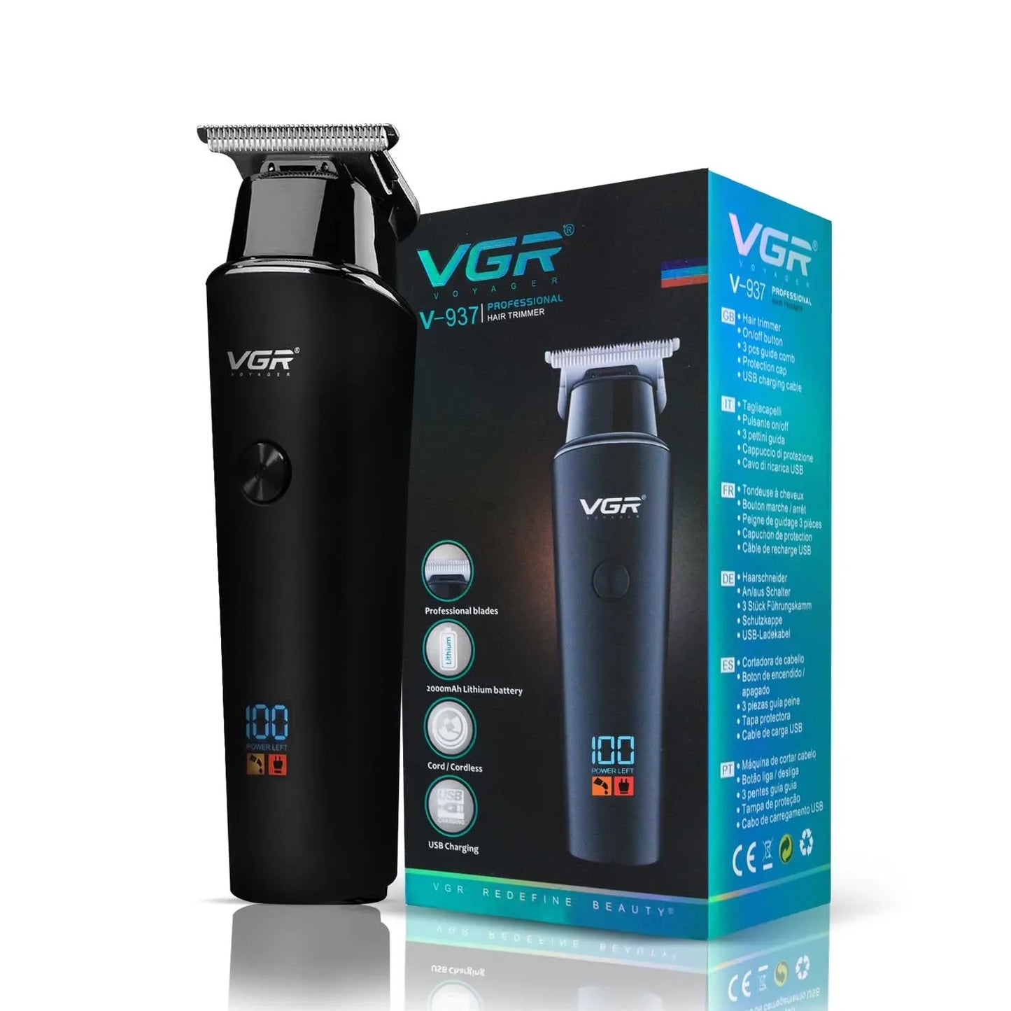 VGR V-937 Professional Hair Clipper – Black Electric Barber Trimmer